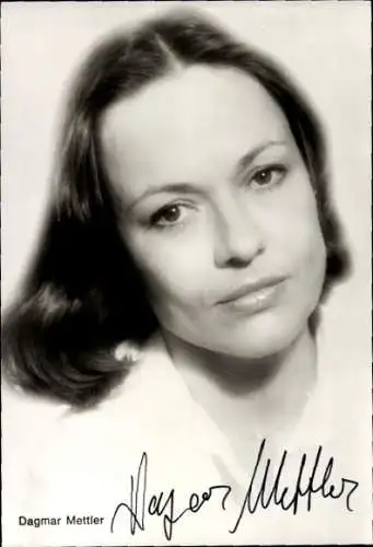Ak Schauspielerin Dagmar Mettler, Portrait, Kette, Autogramm