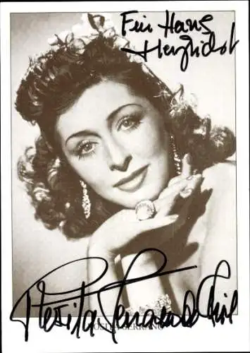 Ak Schauspielerin Rosita Serrano, Portrait, Schmuck, Autogramm