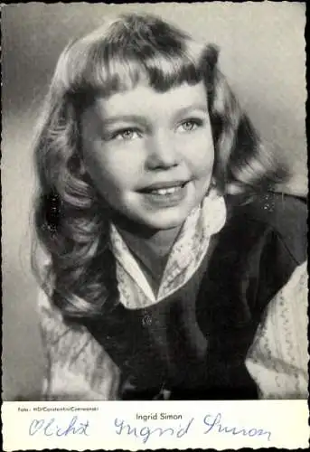 Ak Schauspielerin Ingrid Simon, Portrait, Kinderstar, Autogramm