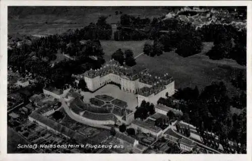 Ak Pommersfelden in Oberfranken, Fliegeraufnahme, Schloss Weißenstein