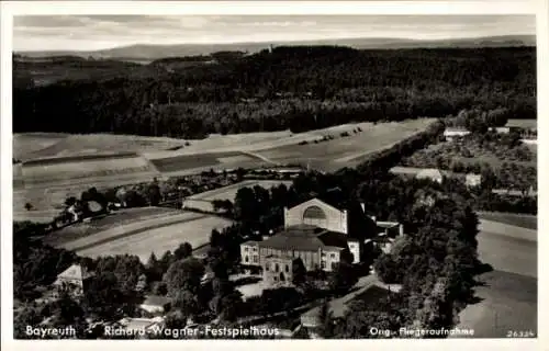 Ak Bayreuth, Richard Wagner Festspielhaus, Hotel Bayr. Hof, Fliegeraufnahme