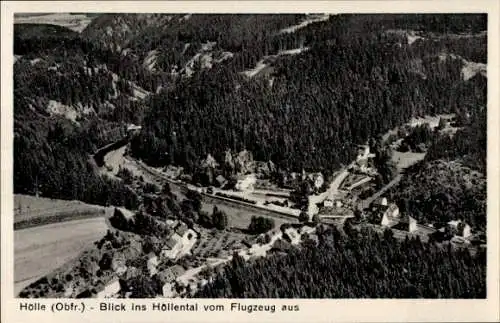 Ak Hölle Naila in Oberfranken, Fliegeraufnahme, Blick ins Höllental