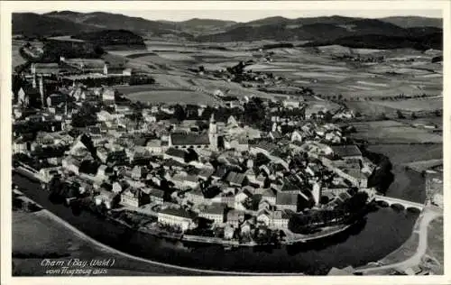 Ak Cham in der Oberpfalz, Fliegeraufnahme