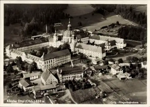 Ak Ettal Oberbayern, Kloster, Benediktinerabtei, Fliegeraufnahme