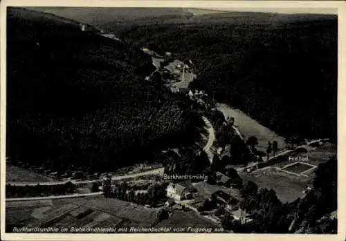 Ak Waldenbuch in Württemberg, Fliegeraufnahme Restaurant Burkhardtsmühle mit Reichenbachtal