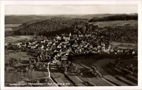 Ak Salmendingen Burladingen der Schwäbischen Alb, Fliegeraufnahme