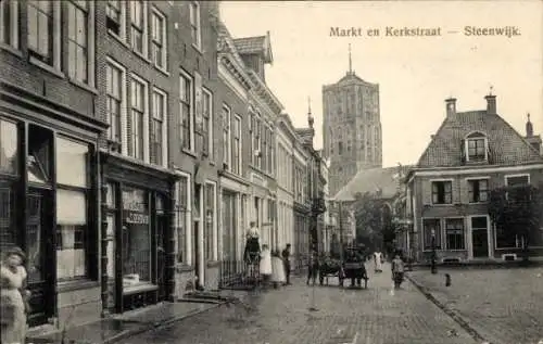 Ak Steenwijk-Overijssel, Markt und Kerkstraat