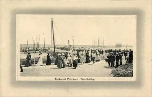 Passepartout Ak Terschelling-Friesland Niederlande, Ankunft Postschiff