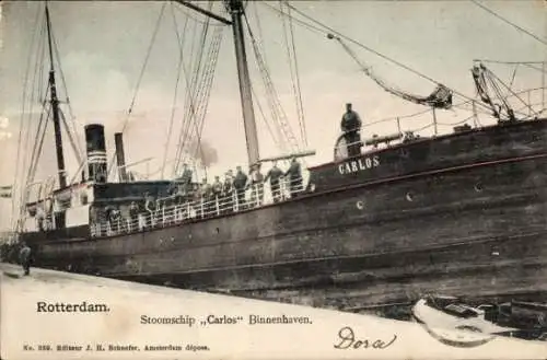 Ak Rotterdam Südholland Niederlande, Dampfschiff Carlos Binnenhaven