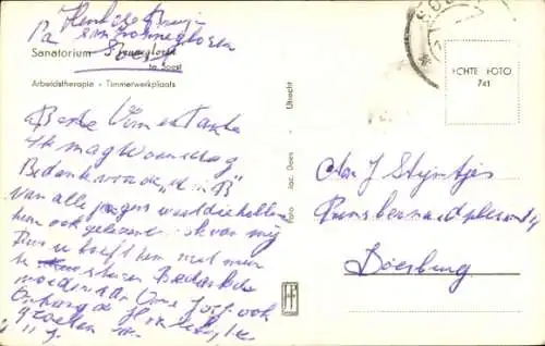 Ak Soest Utrecht Niederlande, Sanatorium, Ergotherapie, Tischlerei