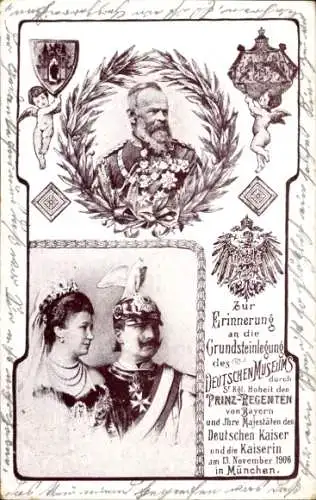 Ak Prinzregent Luitpold von Bayern, Kaiser Wilhelm II., Grundsteinlegung 1906