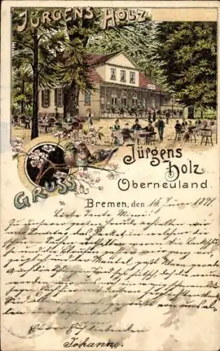 Litho Hansestadt Bremen, Gasthaus Jürgens-Holz, Oberneuland