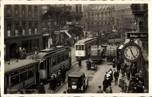 Ak Chemnitz in Sachsen, Johannisplatz, Straßenbahn Nr. 584, Geschäfte