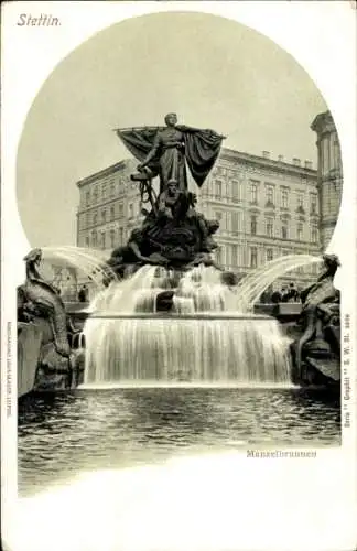 Ak Szczecin Stettin Pommern, Manzelbrunnen