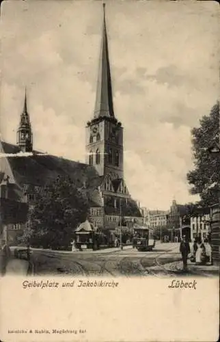 Ak Hansestadt Lübeck, Geibelplatz, Jakobikirche