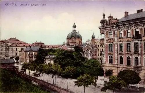 Judaika Ak Olomouc Olmütz Stadt, Josef, Engel-Straße, Synagoge