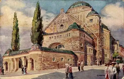 Judaika Künstler Ak Hapke, Essen, Neue Synagoge