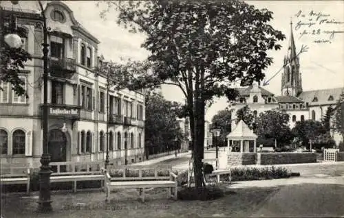 Ak Bad Kissingen Unterfranken Bayern, Theaterplatz, Hotel Englischer Hof, Kirche