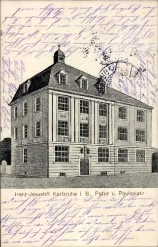 Ak Karlsruhe in Baden, Herz-Jesustift, Peter- und Paulsplatz