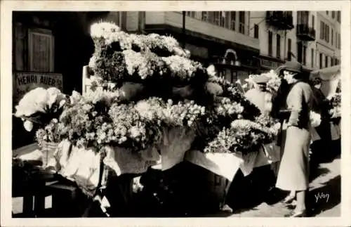 Ak Nice Nizza Alpes Maritimes, Blumenmarkt, Verkaufsstand