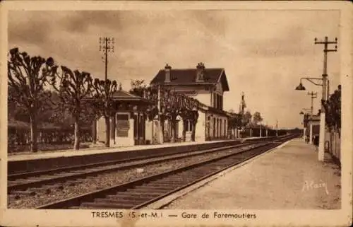 Ak Tresmes Seine et Marne, Gare de Faremoutiers