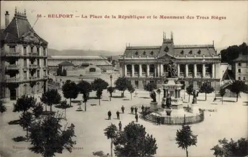 Ak Belfort Beffert Beffort Territoire de Belfort, Place de la Republique, Monument des Trois Sieges