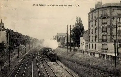 Ak La Garenne Colombes Hauts de Seine, Allee du Nord, Voles, Gleise, Dampflok