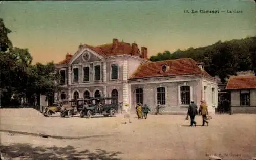 Ak Le Creusot Saône et Loire, Bahnhof