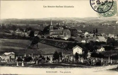 Ak Ronchamp Haute Saône, Gesamtansicht, Kirche