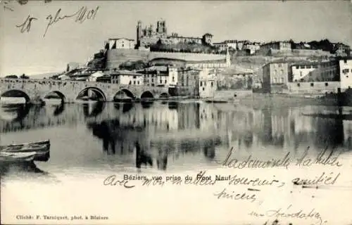 Ak Béziers Hérault, Pont Neuf, Häuser, Burg