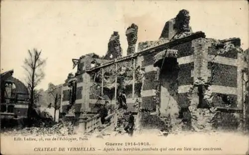 Ak Vermelles Pas de Calais, Schloss, Trümmer, Ruine, Krieg 1914-1915