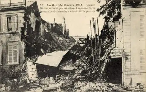 Ak Reims Marne, Faubourg Ceres, Ruines, Kriegszerstörung I. WK