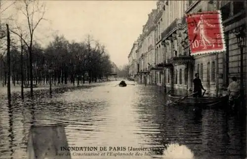 Ak Paris I Louvre, Rue de Constantine, Hochwasser Januar 1910