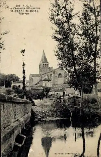 Ak Saint Amant de Boixe Charente, Paysage, Kirche