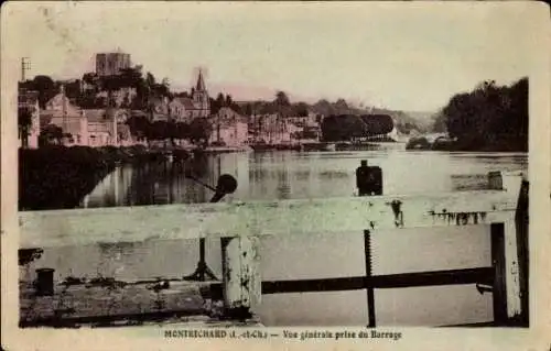 Ak Montrichard Loir et Cher, vue generale prise du Barrage