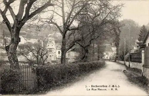 Ak Rochecorbon Indre et Loire, La Rue Neuve