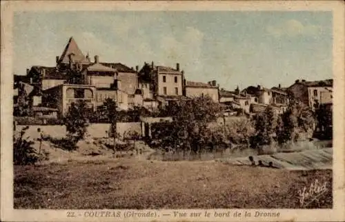 Ak Coutras Gironde, Vue sur le bord de la Dronne