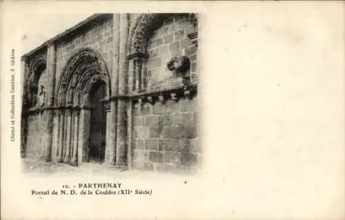 Ak Parthenay Deux Sèvres, Notre Dame de la Couldre, Portail