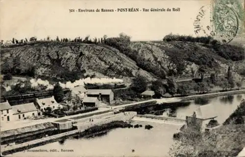 Ak Guichen Ille et Vilaine, Pont Rean, Vue Generale du Boel