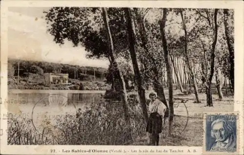 Ak Les Sables d'Olonne Vendée, Les bords du Lac du Tanchet