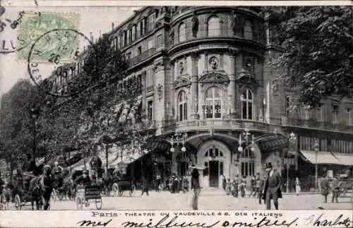 Ak Paris IX, Théâtre du Vaudeville, Boulevard des Italians