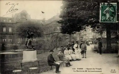 Ak Paris III, Square du Temple, Rathaus