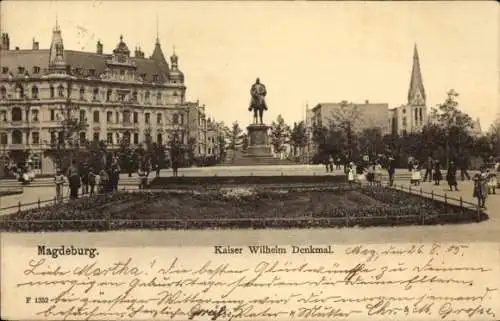 Ak Magdeburg, Blick zum Kaiser Wilhelm Denkmal