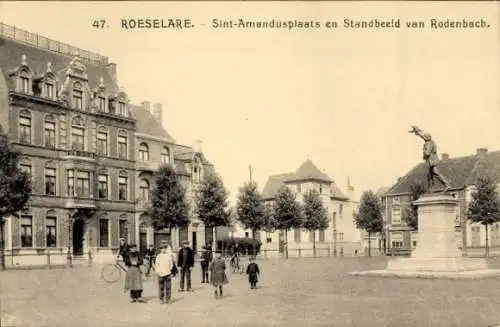 Ak Roeselare Westflandern, Sint Amandusplaats en Strandbeeld van Rodenbach