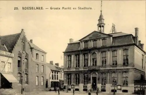 Ak Roeselare Roeselaere Rousselare Roulers Westflandern, Markt, Rathaus