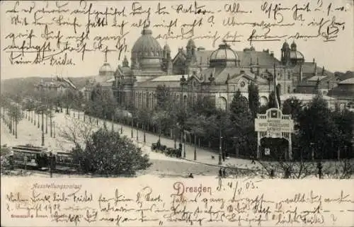 Ak Dresden Altstadt, Ausstellungsgebäude, Städtischer Ausstellungspalast, Straßenbahn