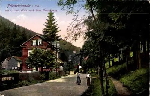 Ak Friedrichroda im Thüringer Wald, Der Grund, Herzogsweg