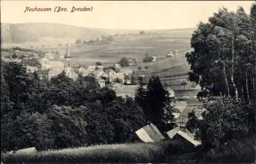 Ak Neuhausen im Erzgebirge, Teilansicht, Kirche