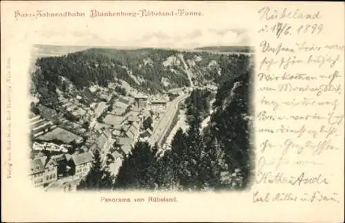 Ak Rübeland Oberharz am Brocken, Panorama, Harz-Zahnradbahn