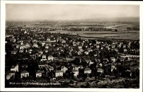 Ak Niederlössnitz Niederlößnitz Radebeul Sachsen, Friedensburg, Blick nach Dresden, Totalansicht